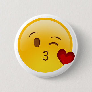 Blow a kiss emoji sticker 6 cm round badge