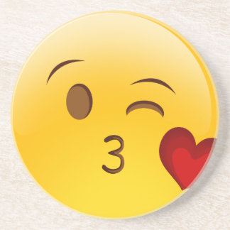 Blow a kiss emoji sticker coaster