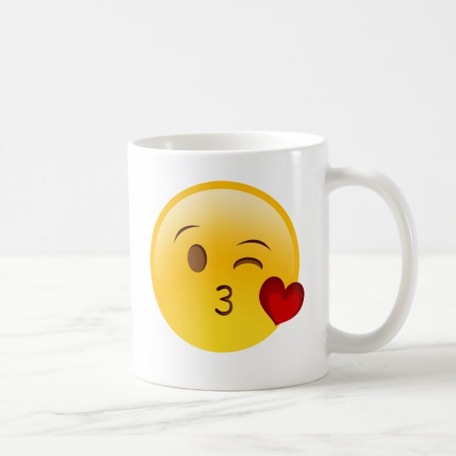 Blow a kiss emoji sticker coffee mug (Right)