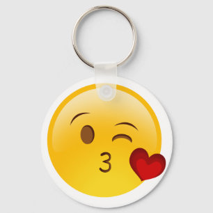 Blow a kiss emoji sticker key ring