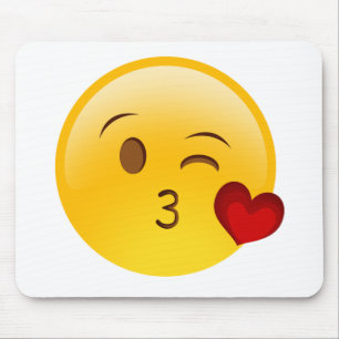 Blow a kiss emoji sticker mouse mat