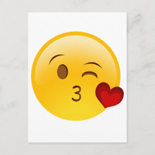 Blow a kiss emoji sticker postcard