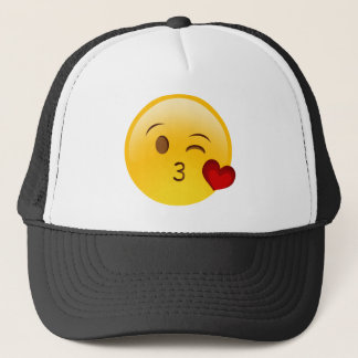 Blow a kiss emoji sticker trucker hat