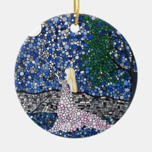 Blow a kiss to the moon ceramic tree decoration