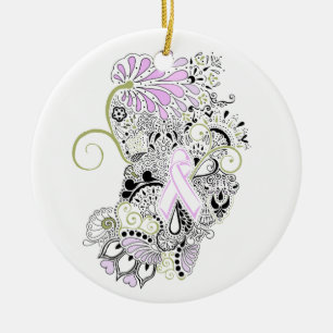 Blow Away Breast Cancer Ceramic Tree Decoration