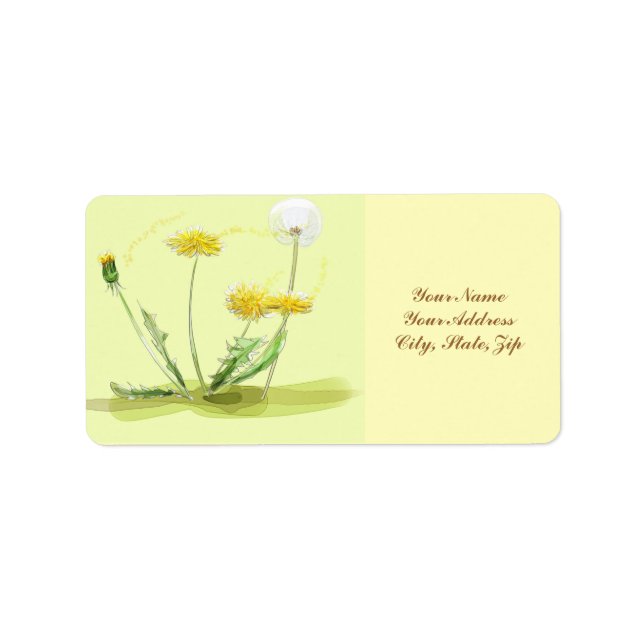 Blow Away Dandelion Label (Front)