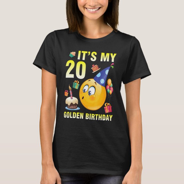 Blow Candle Cake Happy To Me You It's My 20 Golden T-Shirt (Front)