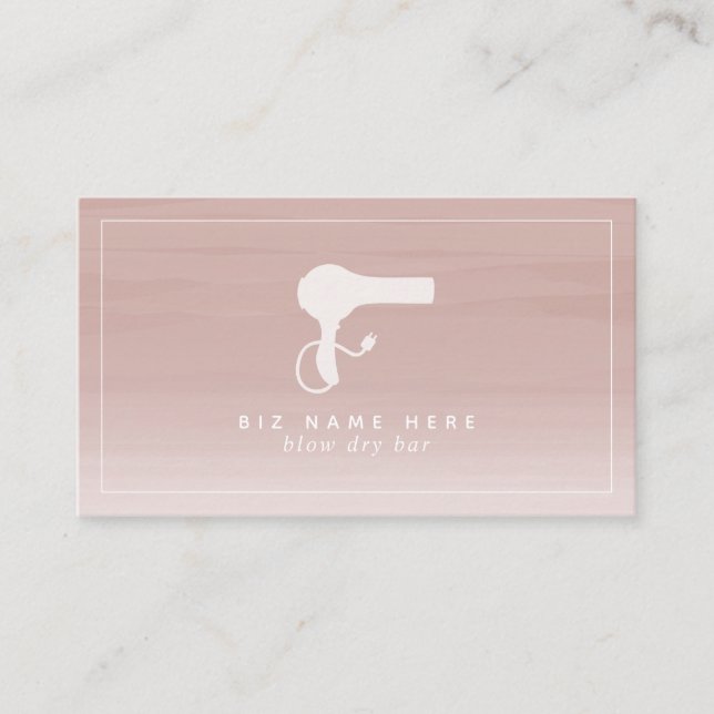 Blow Dry Bar Cosmetologist Blush Ombre Business Card (Front)