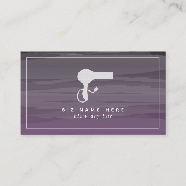 Blow Dry Bar Cosmetologist Purple Ombre Business Card (Front)