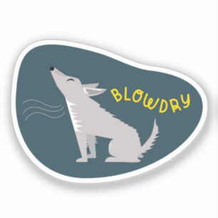 "Blow Dry" dog care reminder navy and aqua