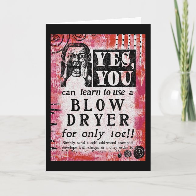 Blow Dryer - Funny Vintage Ad Card (Front)