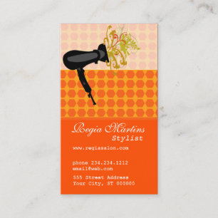 Blow Dryer Pop of Flower Hair Stylist Bold Appointment Card
