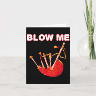 Blow Funny Scottish Bagpipes Tartan Sarcastic Card