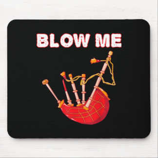 Blow Funny Scottish Bagpipes Tartan Sarcastic Mouse Mat