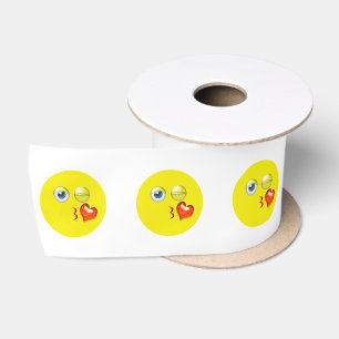 Blow Kiss Love Emoji Satin Ribbon