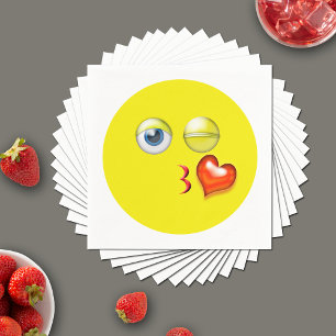Blow Kiss Love Heart Emoji Napkin