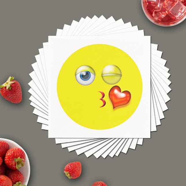 Blow Kiss Love Heart Emoji Napkin (Creator Uploaded)