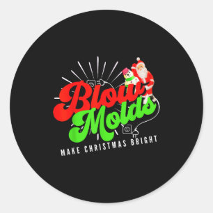 Blow Molds Make Christmas Bright Groovy Classic Round Sticker
