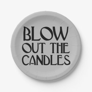 Blow Out The Candles Silver Art Deco Birthday Paper Plate