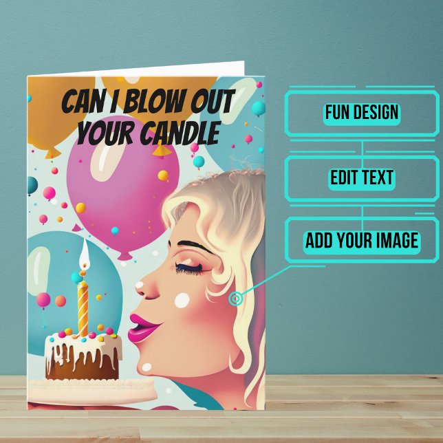 Blow Out Your Candle Boyfriend Birthday Card (This fun card is unique and colorful and funny and perfect for a boyfriend.)