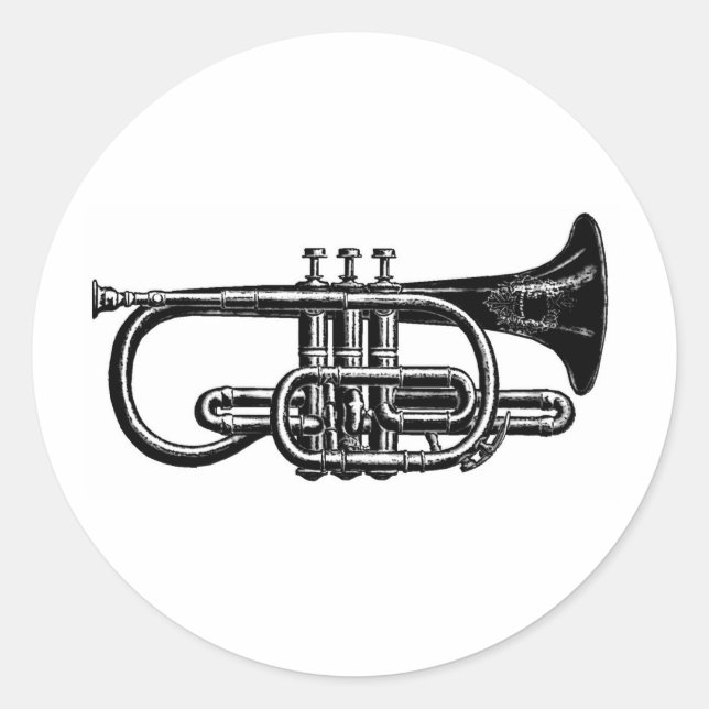 Blow your Horn: Imperial Cornet Musical Instrument Classic Round Sticker (Front)