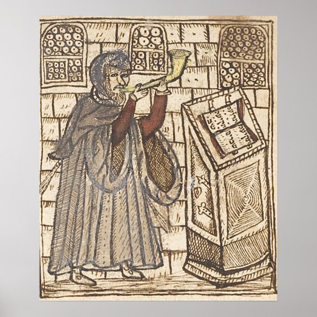 Blowing a shofar. Rosh Hashana. שופר Poster (Front)