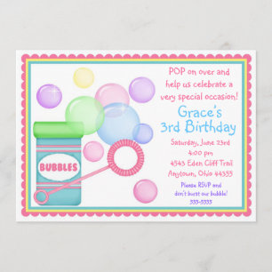 Blowing Bubbles BIrthday Invitations