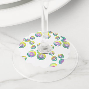 Blowing Bubbles Iridescent Rainbow Bubble Wand Wine Glass Tag