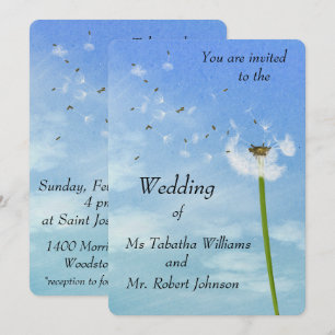Blowing Dandelion Seeds Print Wedding Invitation