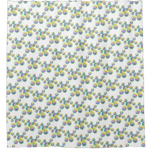 Blowing Iridescent Rainbow Soap Bubbles Shower Curtain
