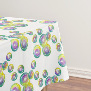 Blowing Iridescent Rainbow Soap Bubbles Wand Tablecloth