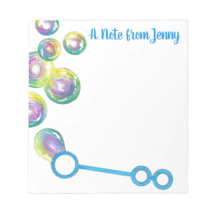 Blowing Rainbow Soap Bubbles Personalised Notepad