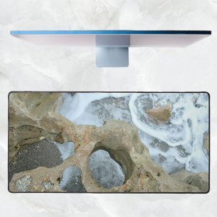 Blowing Rocks Jupiter FL Swirling Surf and Rocks Desk Mat