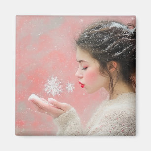 Blowing Snowflakes Magnet