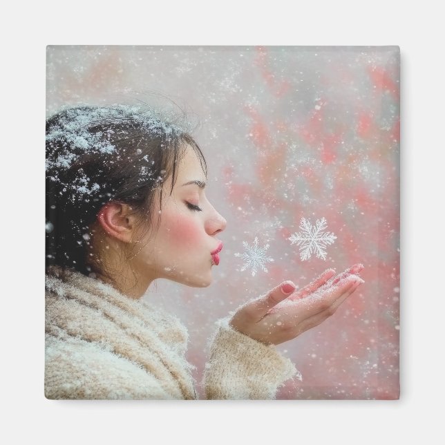 Blowing Snowflakes Magnet (Front)