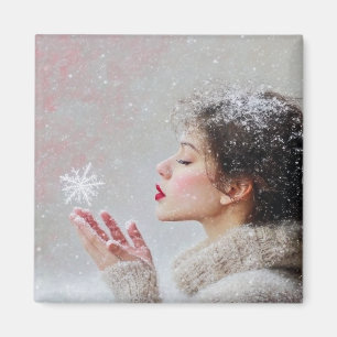 Blowing Snowflakes Magnet