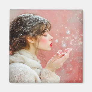 Blowing Snowflakes Magnet