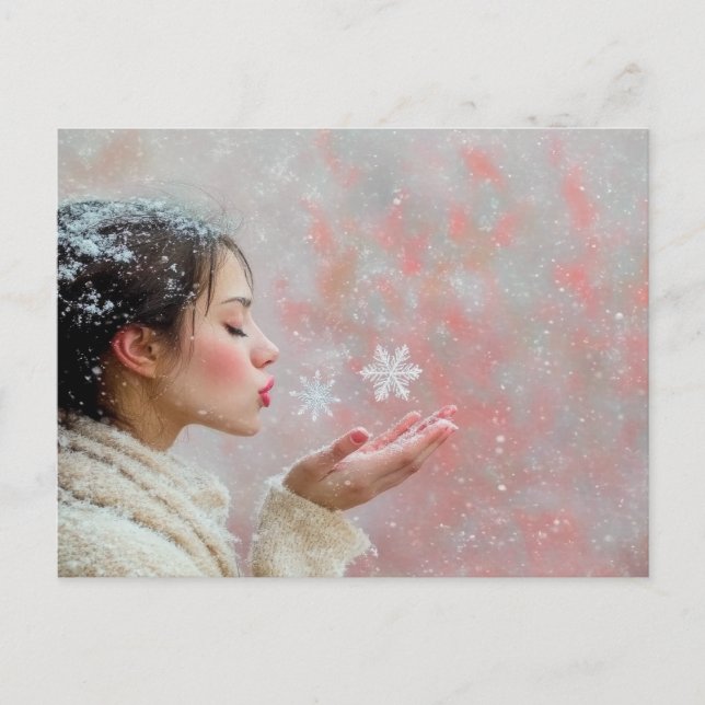 Blowing Snowflakes Postcard (Front)