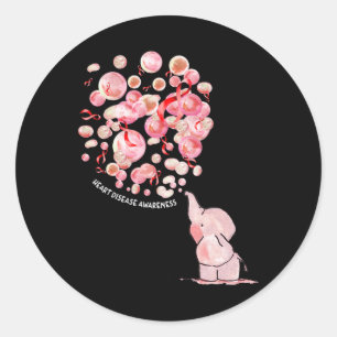 Blowing Up Red Balloons Heart Disease Awareness Classic Round Sticker