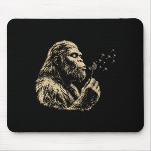 Blowing Wishes Funny Bigfoot Blowing Dandelion Mouse Mat