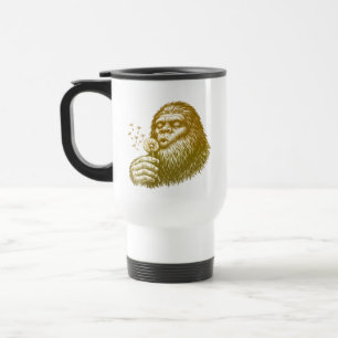 Blowing Wishes Funny Bigfoot Sasquatch Humour Travel Mug
