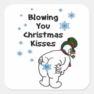 Blowing You Christmas Kisses Square Sticker