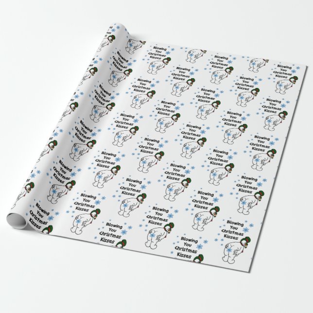 Blowing You Christmas Kisses Wrapping Paper (Unrolled)