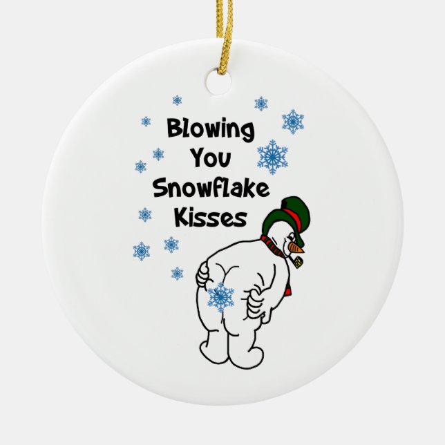 Blowing You Snowflake Kisses Ornament (Front)