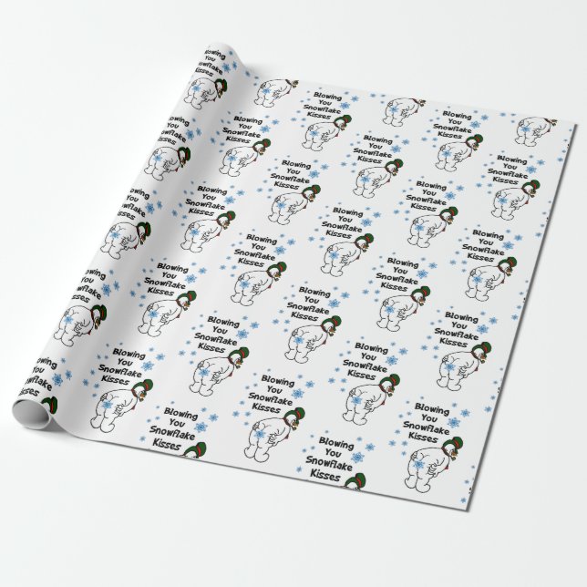 Blowing You Snowflake Kisses Wrapping Paper (Unrolled)
