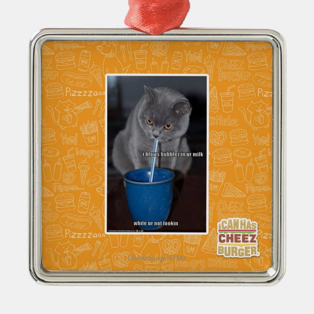 Blows Bubbles in ur milk Metal Tree Decoration (Front)