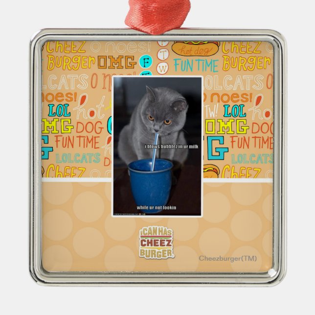 Blows Bubbles in ur milk Metal Tree Decoration (Front)