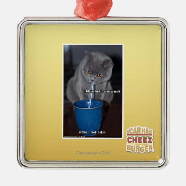 Blows Bubbles in ur milk Metal Tree Decoration (Front)