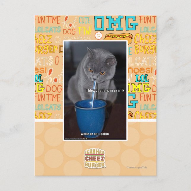 Blows Bubbles in ur milk Postcard (Front)