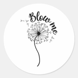 Blows Me Dandelion Flower Pattern Making A Wish.pn Classic Round Sticker
